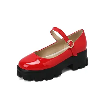 34-43 שחור ונעליים מעור עם סוכריות בצבע נעלי מרי ג ' יין פלטפורמה נעלי נשים