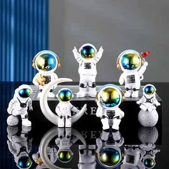 יצירתי אסטרונאוט לירח מודל קופסת מתנה שרף קישוטים מיניאטורי פסל בית רכב משרד העבודה קישוט ילדים צעצועים מתנה