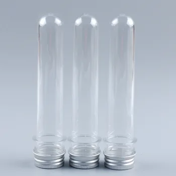 40Pcs מחמד 50ml פלסטיק שקוף מבחנה בקבוק ממתקים Testontainer אמבט מלח צינור אלומיניום עם בורג מכסים