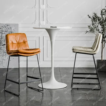 בסגנון נורדי סלון עור בר הכיסא המשפחה אור יוקרה ברזל גבוהה צואה קפה מודרני נוח שרפרף לכסא רהיטים
