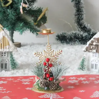 פתיתי שלג חג המולד ברזל פמוט רומנטי ברזל פנטגרם פנטגרם מחזיק נר אייל פתית שלג נר קישוטים למסיבה
