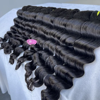 10-30 אינץ ברזילאי עמוק גל שיער אנושי חבילות 10A 100% לא מעובד רמי שיער מתולתל לארוג 1 3 חבילות הרחבות לנשים