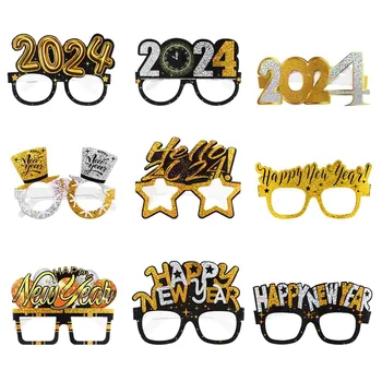 ABOOFAN 9pcs שנה חדשה 2024 ערב שנה חדשה במסיבה משקפיים צילום משקפיים אביזרים נייר 2024 משקפיים