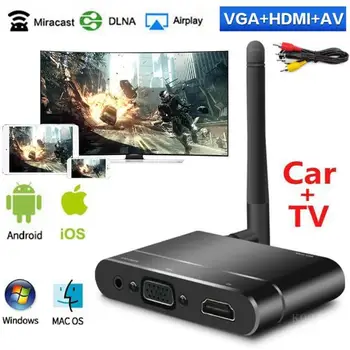 Wireless HDMI תואם הביתה המכונית Miracast Airplay VGA + RCA AV מקל טלוויזיה מראה שיקוף מסך תצוגת Wifi הטלוויזיה Dongle מקלות