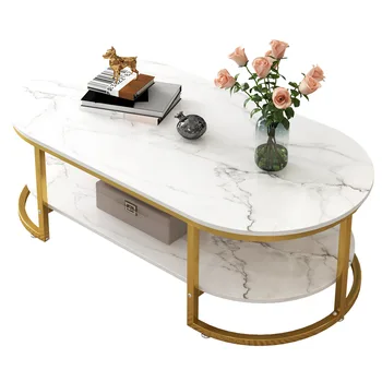 יוקרה חדש מודרני עיצוב מינימליסטי זהב מתכת הסלון הספה לצד שולחן קפה קטן