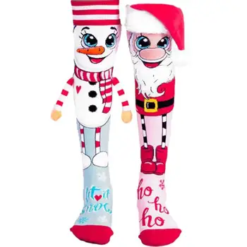החורף סנטה, איש שלג, חג המולד, גרביים חידוש נשים חמים ונעים נעל גרביים רכות הברך גבוהה גרבי גרב חג המולד מתנה עיצוב
