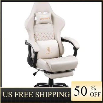 Dowinx המשחקים הכיסא Office הכיסא עם עיסוי תמיכה המותני, בסגנון וינטג כורסת עור PU E-ספורט גיימר כיסאות