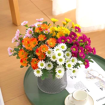 1 חבורה סימולציה דייזי זר מזוייף קמומיל חתונה סתיו שולחן קישוט חדר Diy פרח משק פרחים, קישוט מתנות