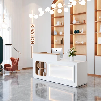 תצוגת דלפק הקבלה שולחנות עומד מרפאת בסים לבן הקבלה לקופה מודרני Comptoir השיער חנות רהיטים