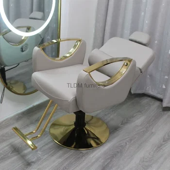 אישית יוקרה הכסא סלון שיער חנות רטרו זהב כורסה זולים הכסא Hidraulic הרגל מרים Silla רהיטים