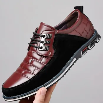 גברים נעלי ספורט נעלי מותג אופנה תחרה קלאסית-למעלה מזדמנים נעלי נעלי עור Pu שחור לנשימה עסקי גברים נעלי גודל גדול