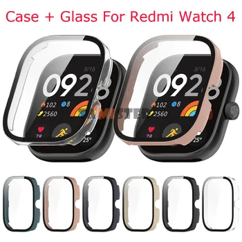 2 ב-1 עבור Redmi השעון 4 Case כיסוי מזג זכוכית מגן מסך עבור Xiaomi Redmi השעון 4 הפגוש מעטפת הגנה אביזרים