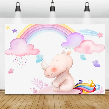 Laeacco התינוק ציור דפוס קשת חד קרן מסיבת יום הולדת ענן תבנית הפוסטר תמונות רקע צילום רקע Photocall