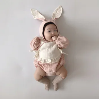 בגדי תינוק קוריאני סגנון האביב והסתיו עור של תינוק, ידידותי אוברול חמוד כותנה צבע מוצק מקרית נוח רומפר