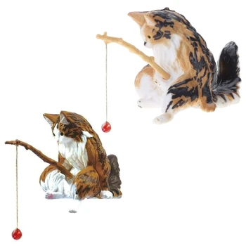 דגים גינון דיג חתול קישוטי אקווריום קישוט קריקטורה בעלי חיים שרף הפסלון הביתה קישוטים