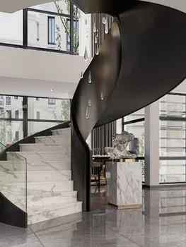 בהזמנה אישית מקורה ספירלת מדרגות וילה מודרנית זכוכית מעקות מדרגות עסקים