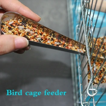 1PC כלוב הציפורים נירוסטה מזין ציפור מזון כף חפירה התוכי יונה ציפור אביזרים