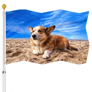 מצחיק וולש קורגי הכלב דגל מחמד חמוד החוף פוליאסטר דגלים עבור הבית מקורה חצר חיצונית קישוט באנר עם פליז לולאות