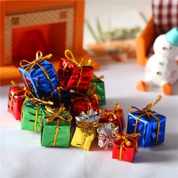 Dollhouse1:12 BJD מיני צבעוני קופסא מתנת חג המולד עץ חג המולד קישוטים, בובות הבית אביזרים קישוטים עבור בנות צעצועים