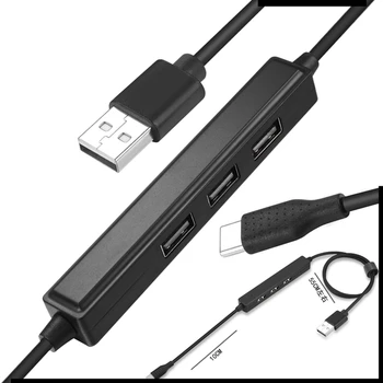 Multi‑פונקציה USB2 Hub.0 Hub 3-Port ספליטר 480Mbps עם סוג C-פונקצית טעינה לטלפון נייד Plug and Play