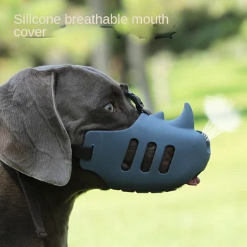 סיליקון כלב להשתיק לנשימה סל פרצופיהם אנטי-ביס נגד קליפת אנטי-לאכול מסודר קרנף דגם בינוני כלב גדול לכסות את הפה