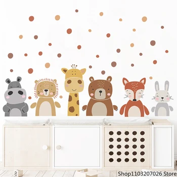 קריקטורה בוהו חיות התינוק, ג ' ירפה, דוב מדבקות קיר עבור חדר ילדים לתינוק חדר ילדים מדבקות קיר חדר השינה בבית מדבקה דקורטיבית