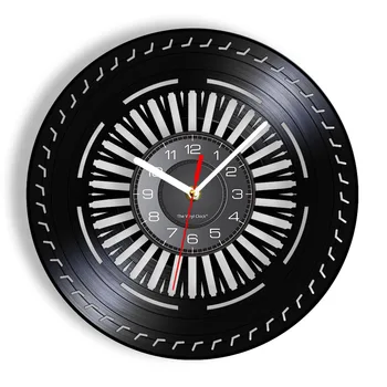 גלגל רכב במוסך עיצוב מכונאי התקליט ויניל קיר שעון מוטו גלגל מכונות קיר סימן בתצוגה עסקית שקטה ללא שעון מתקתק.