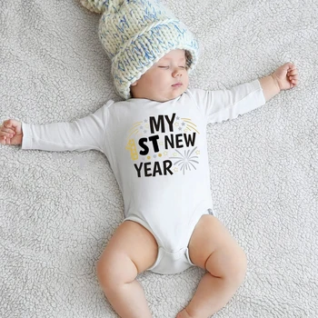 הראשונה שלי לשנה החדשה 2025 בגד גוף היילוד מסיבת שנה החדשה תינוק תלבושת החורף חג ילד ילדה בגדים שרוול ארוך הפעוט סרבל