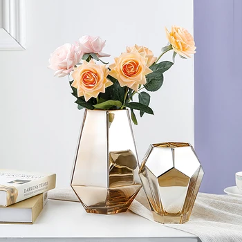 הזהב אגרטלי זכוכית עיצוב הבית חממה סעיף חשיש שולחן קישוט אביזרי קישוט סלון סידור פרחים באגרטלים
