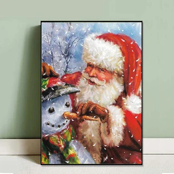 נורדי סנטה שלג נוף פוסטרים הדפסים מתנת חג המולד אמנות קיר קנבס ציור תמונות קיר לילדים קישוט החדר