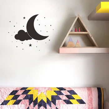 עננים, ירח, כוכבים בשמי הלילה מדבקת קיר עבור חדר ילדים רקע הביתה קישוט קיר אמנות מדבקות עצמית דבק טפטים