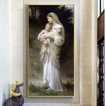 תקציר ישו, הבתולה מריה התינוק בד ציור דיוקן פוסטרים, הדפסי אמנות קיר הסלון קישוט הבית Cuadros