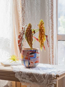 מאטיס קרמיקה פרח עציץ בינוני אמנות יצירתית עציץ צמח בשרני סחלב ירוק צנון סיר THEBEAST