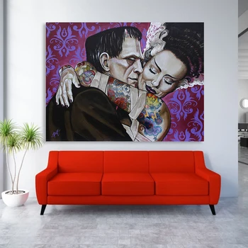 הציור המפורסם אהבה נצחית פוסטר בד ציור כרזה, הדפסת קעקוע האישה אמנות קיר תמונות עבור הסלון בלי מסגרת