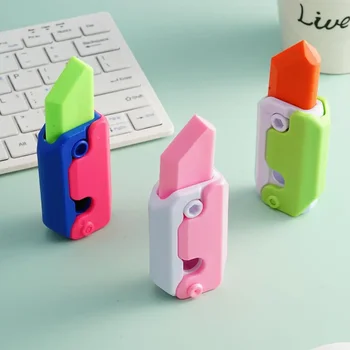 3D גזר המשיכה סכין מתעצבן צעצועים לילדים הלחץ לדחוף כרטיס צעצוע קטן הדפסת 3D פלסטיק להקל על הלחץ גזר הסכין