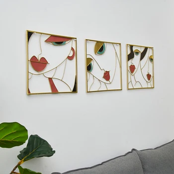 נורדי קישוט הבית סלון אמנות מופשטת אישה מקרמה קיר בעיצוב קיר מדפים החדרים המודרניים קיר מתכת אביזרים מתנה