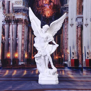 סנט מייקל פסל שרף אנג ' ל פיסול קישוט מייקל המלאך הביס את לוציפר רומס שד צלמית