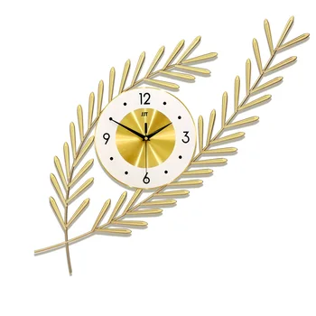ברזל אמנות יצירתית סלון דקורטיבי על שתיקה גורפת, שעון הקיר כפול זהב קציר Wheatears, צפיפות גבוהה חיוג צלחת