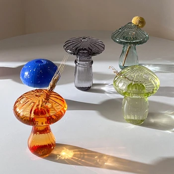 1pc אגרטל זכוכית יצירתי פטריות צמח הידרופוני חממת אמנות צמח הידרופוני השולחן אגרטל זכוכית עבודות יד DIY ארומתרפיה בקבוק