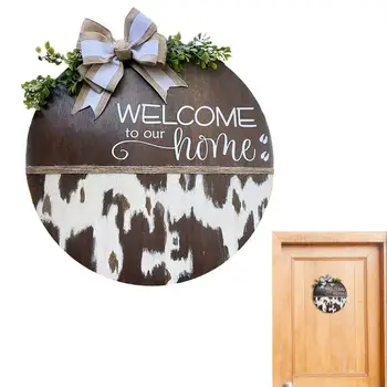 ברוכים סימן עונתי רצוי לחתום על הדלת הקדמית עיטור עץ עגול עונתי רצוי לחתום על דלת הכניסה קישוט חג המולד
