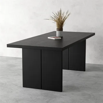 שחור שקט מוצק עץ מלבני שולחן האוכל מינימליסטי תה השולחן השולחן בבית מעצב שולחן העבודה ומתן