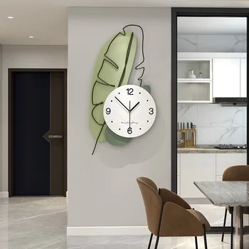 עלים דקורטיביים קיר שעון נורדי אופנה שעון קיר שקט שעוני קיר לעיצוב הבית הסלון קישוט עיצוב מודרני
