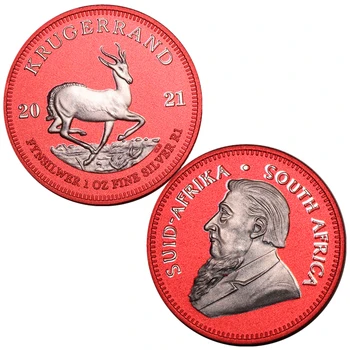 2021 1OZ דרום אפריקה מטבע כסף אדום Kruggerand מטבע זכרון אוסף