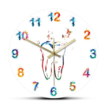מכירה חמה צבעוני שן פרפר אקריליק מודפסים שעון קיר המרפאה מודרנית פשוטה השתקת שעון קיר לעיצוב הבית