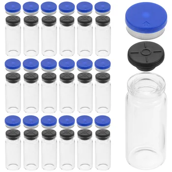 מים מיני צלוחיות זכוכית 20 Pack 10Ml ברור Headspace כובעי עוצרי תחתית שטוחה דגימת מעבדה כימית בקבוקון שקוף