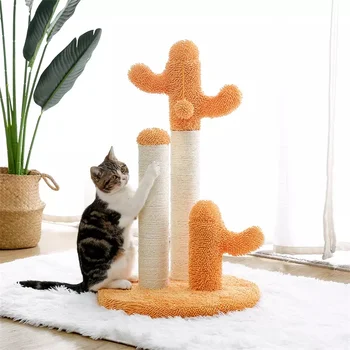 קקטוס חתול מגרד פוסט חתול מגרד עם 3 מגרד פולנים משתלשלות הכדור