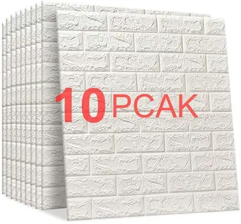 חידוש מדבקות קיר הבית קיר קישוט Pe קצף דביק קיר לוח לבן 3D בריק דפוס קיר מדבקת טפט (10pc)