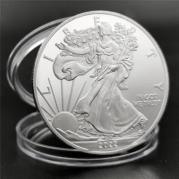 2020-2023 שאינם מגנטיים לנו חירות אתגר מטבע אמריקה נשר מטבע כסף מצופה ההנצחה אוסף מטבעות מתנה עיצוב הבית