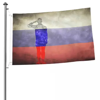 רוסית גראנג ' דגל עם חייל צללית . דגל גן הדגל פליז לולאות 2x3FT דגל דו צדדי הדגל