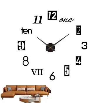 יצירתי Frameless DIY שעון קיר שקט השעון בסלון המשרד קישוט קיר דיגיטלי קיר השעון רומיות בעיצוב